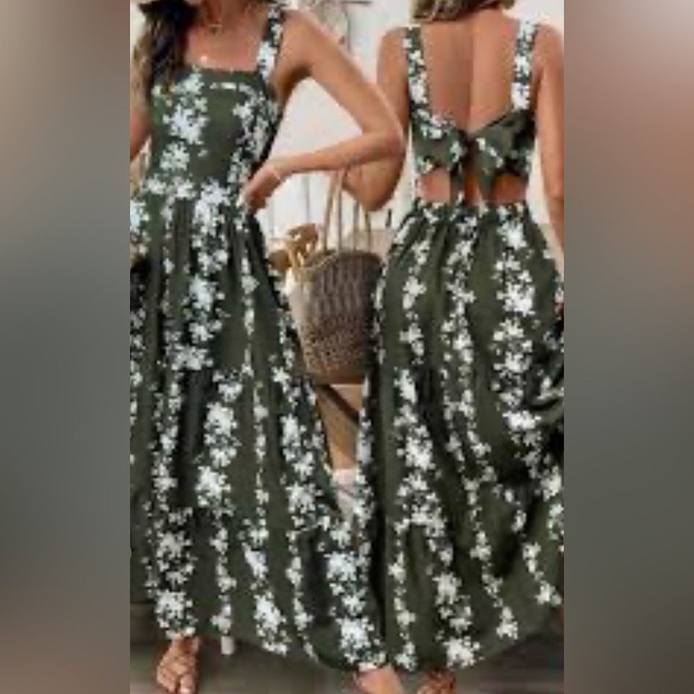 New Gorgeous Green Floral Maxi Dress - Picture 2 of 6